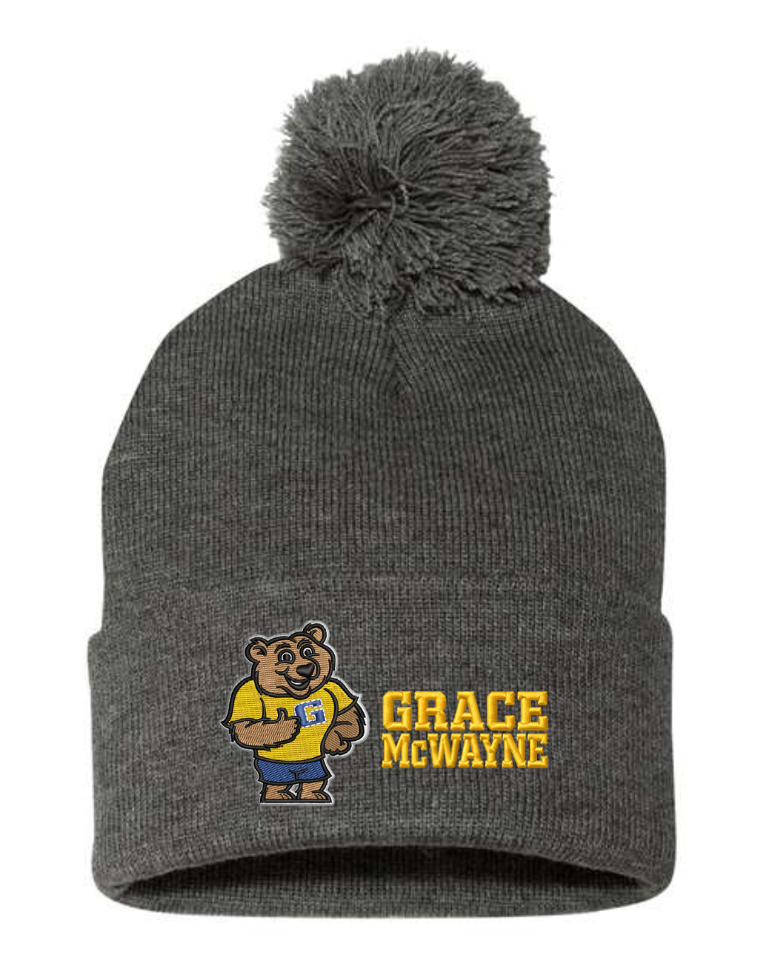 GM 12" Pom-Pom Cuffed Beanie
