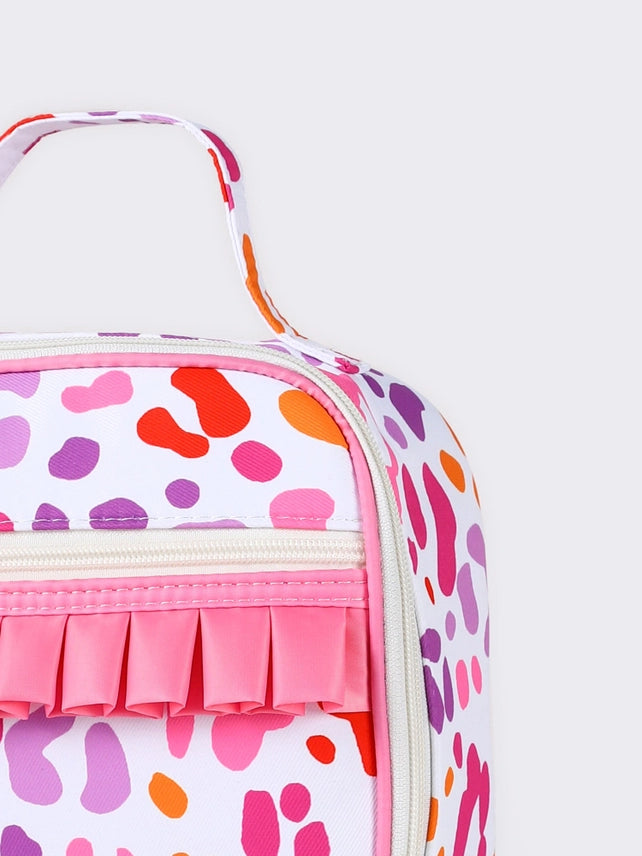 Personalized Cheetah Printed Kids Girls Backpack & Lunchbox Bundle