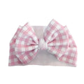 Pink Gingham Plaid Baby Headwrap Bow