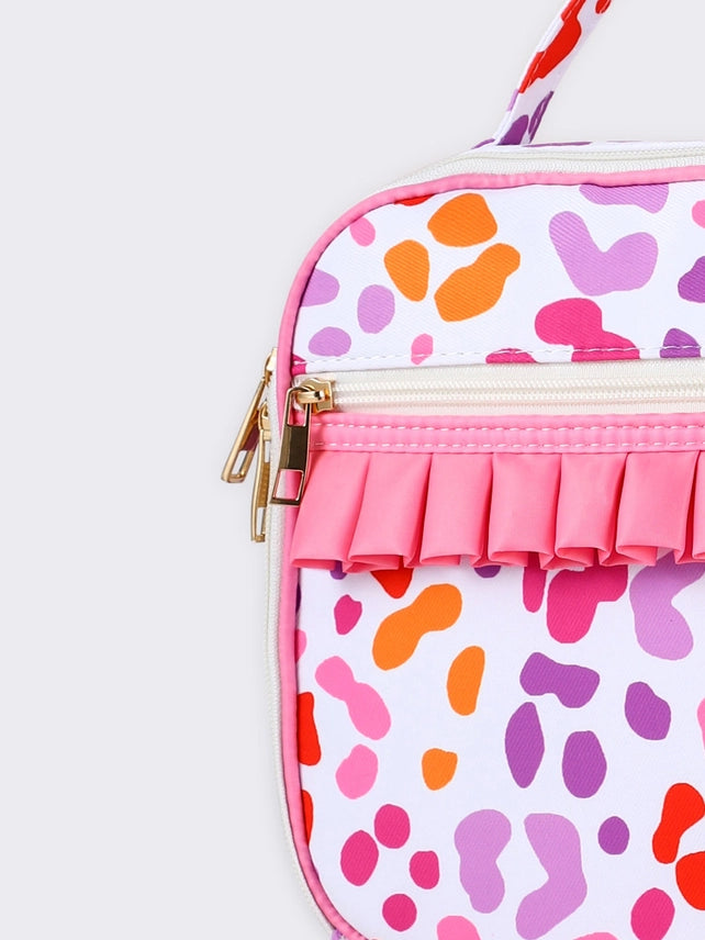 Personalized Cheetah Printed Kids Girls Backpack & Lunchbox Bundle