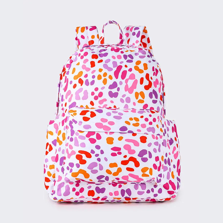 Personalized Cheetah Printed Kids Girls Backpack & Lunchbox Bundle