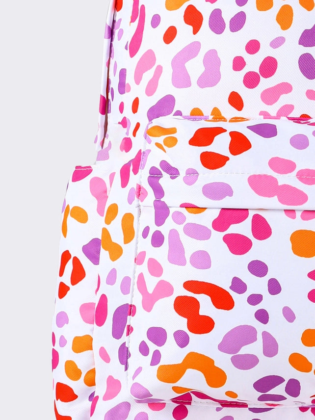 Personalized Cheetah Printed Kids Girls Backpack & Lunchbox Bundle