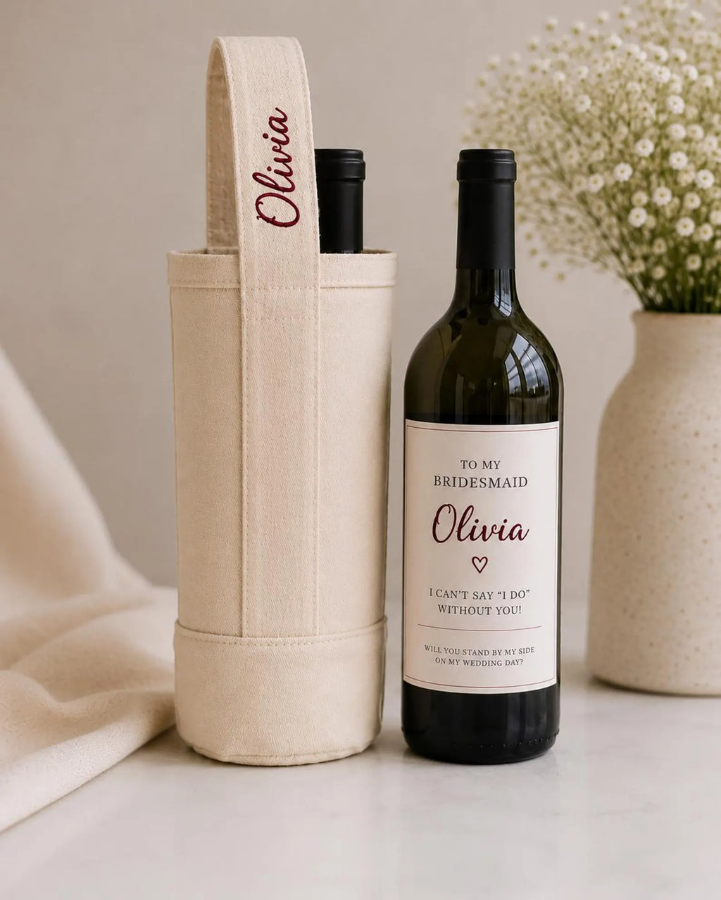 Personalized Embroidered Wine Tote